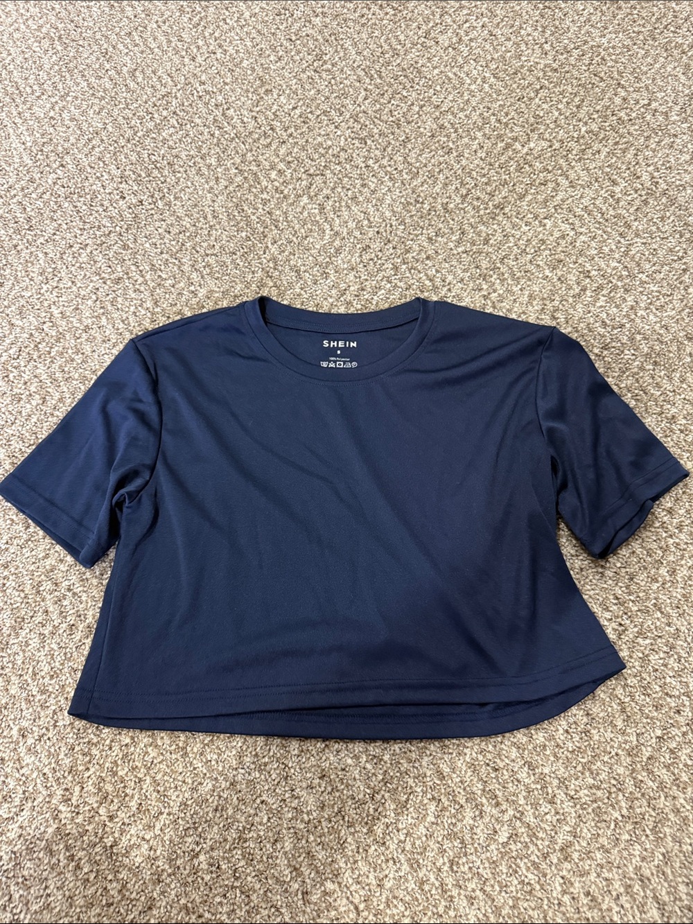 SHEIN Navy Short Sleeve Cropped Tee
